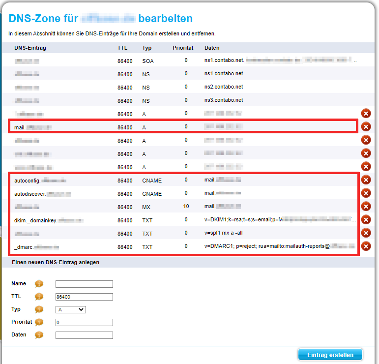 DNS Zone Settings Contabo